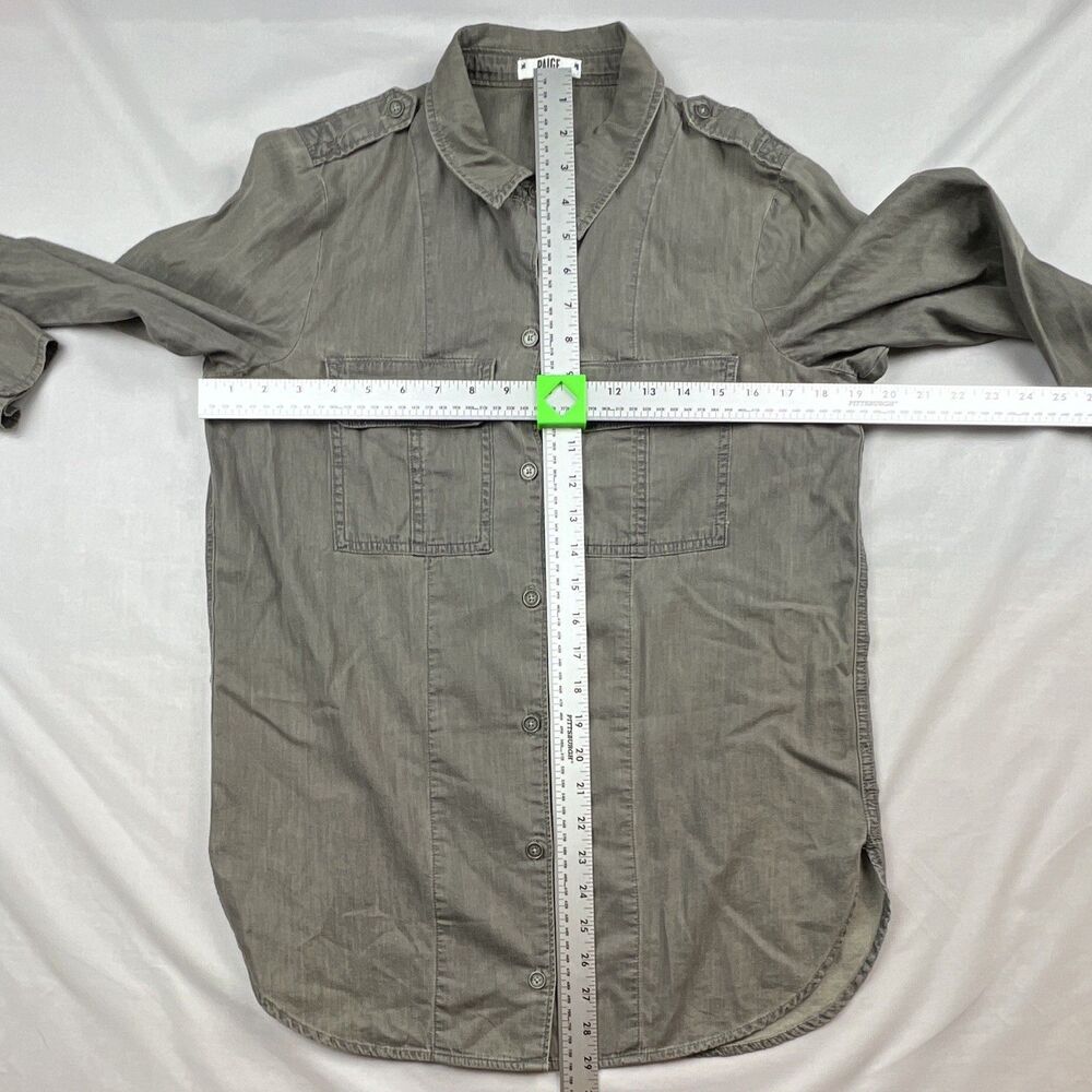 PAIGE Shirt Women’s Cotton Long Sleeve Gray Button-Up Pockets Medium - Picture 4 of 6